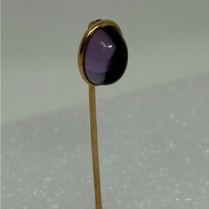 Edwardian 14K Gold Stick Pin Purple Cabochon Amethyst Antique